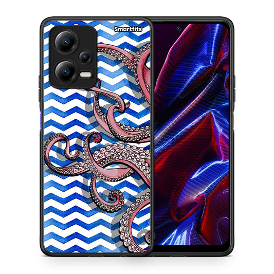 Θήκη Xiaomi Poco X5 5G Dual Chevron Devilfish από τη Smartfits με σχέδιο στο πίσω μέρος και μαύρο περίβλημα | Xiaomi Poco X5 5G Dual Chevron Devilfish Case with Colorful Back and Black Bezels