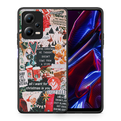 Θήκη Xiaomi Redmi Note 12 5G Christmas Happiness από τη Smartfits με σχέδιο στο πίσω μέρος και μαύρο περίβλημα | Xiaomi Redmi Note 12 5G Christmas Happiness Case with Colorful Back and Black Bezels