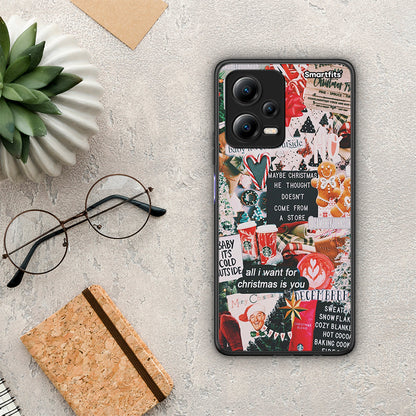 Θήκη Xiaomi Poco X5 5G Dual Christmas Happiness από τη Smartfits με σχέδιο στο πίσω μέρος και μαύρο περίβλημα | Xiaomi Poco X5 5G Dual Christmas Happiness Case with Colorful Back and Black Bezels