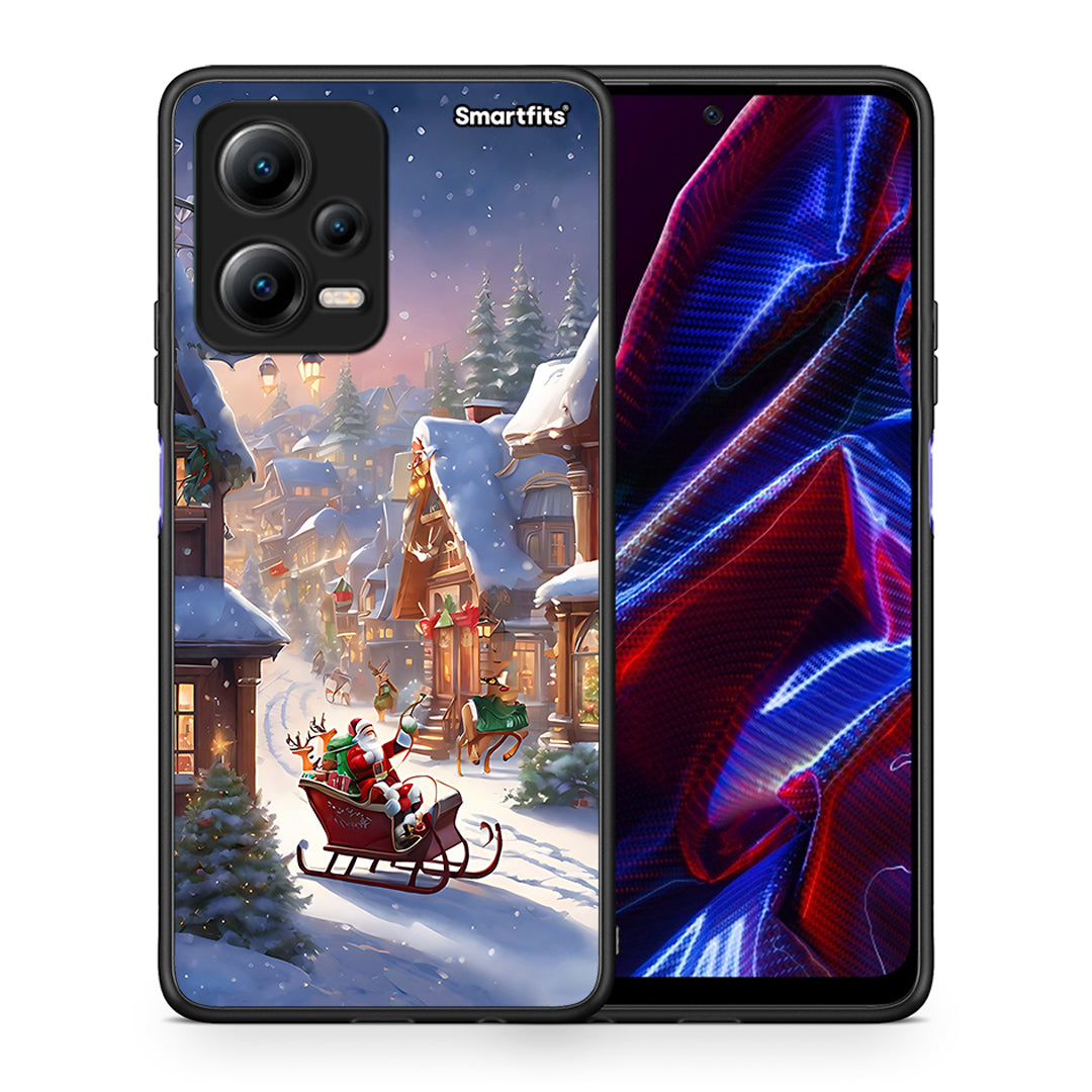 Θήκη Xiaomi Poco X5 5G Dual Christmas Snow από τη Smartfits με σχέδιο στο πίσω μέρος και μαύρο περίβλημα | Xiaomi Poco X5 5G Dual Christmas Snow Case with Colorful Back and Black Bezels