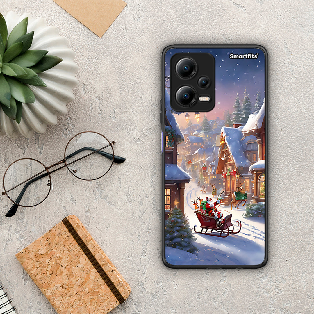 Θήκη Xiaomi Poco X5 5G Dual Christmas Snow από τη Smartfits με σχέδιο στο πίσω μέρος και μαύρο περίβλημα | Xiaomi Poco X5 5G Dual Christmas Snow Case with Colorful Back and Black Bezels
