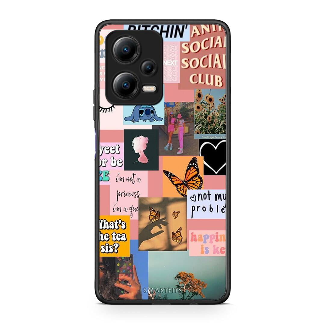 Θήκη Xiaomi Redmi Note 12 5G Collage Bitchin από τη Smartfits με σχέδιο στο πίσω μέρος και μαύρο περίβλημα | Xiaomi Redmi Note 12 5G Collage Bitchin Case with Colorful Back and Black Bezels