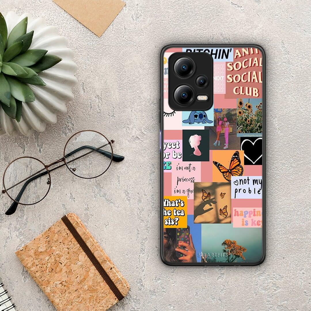 Θήκη Xiaomi Redmi Note 12 5G Collage Bitchin από τη Smartfits με σχέδιο στο πίσω μέρος και μαύρο περίβλημα | Xiaomi Redmi Note 12 5G Collage Bitchin Case with Colorful Back and Black Bezels