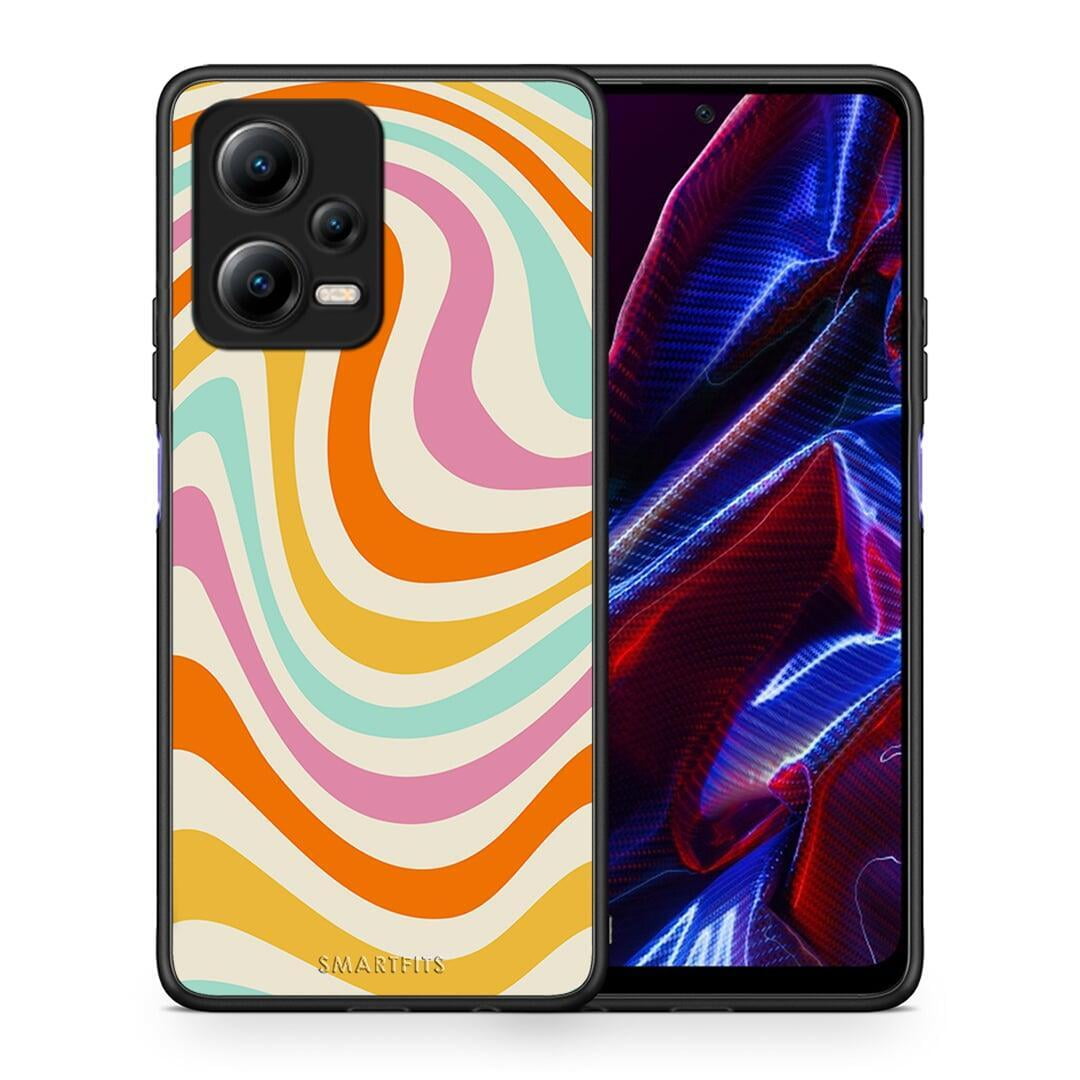 Θήκη Xiaomi Redmi Note 12 5G Colourful Waves από τη Smartfits με σχέδιο στο πίσω μέρος και μαύρο περίβλημα | Xiaomi Redmi Note 12 5G Colourful Waves Case with Colorful Back and Black Bezels