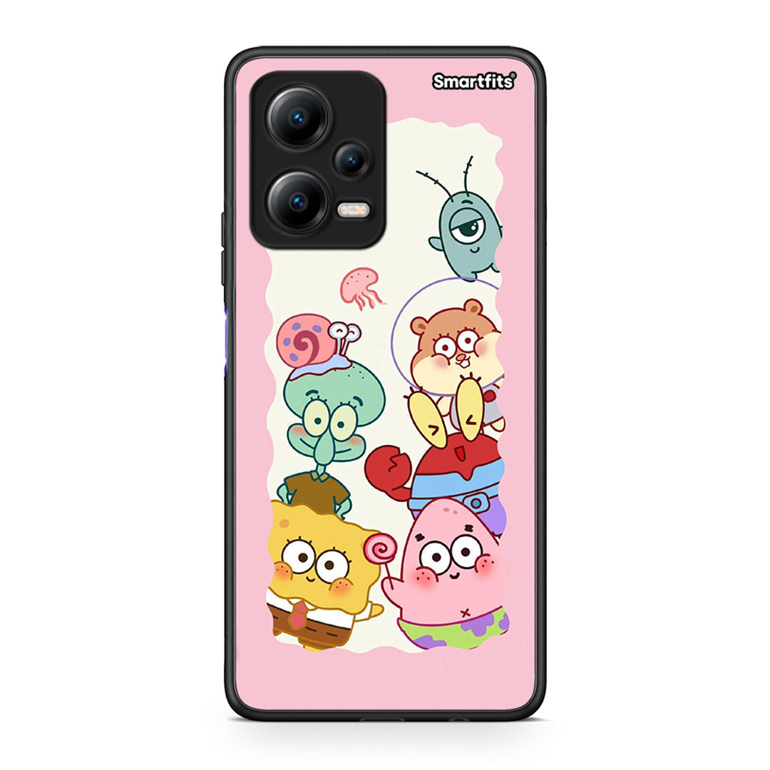 Θήκη Xiaomi Redmi Note 12 5G Cute Companion από τη Smartfits με σχέδιο στο πίσω μέρος και μαύρο περίβλημα | Xiaomi Redmi Note 12 5G Cute Companion Case with Colorful Back and Black Bezels
