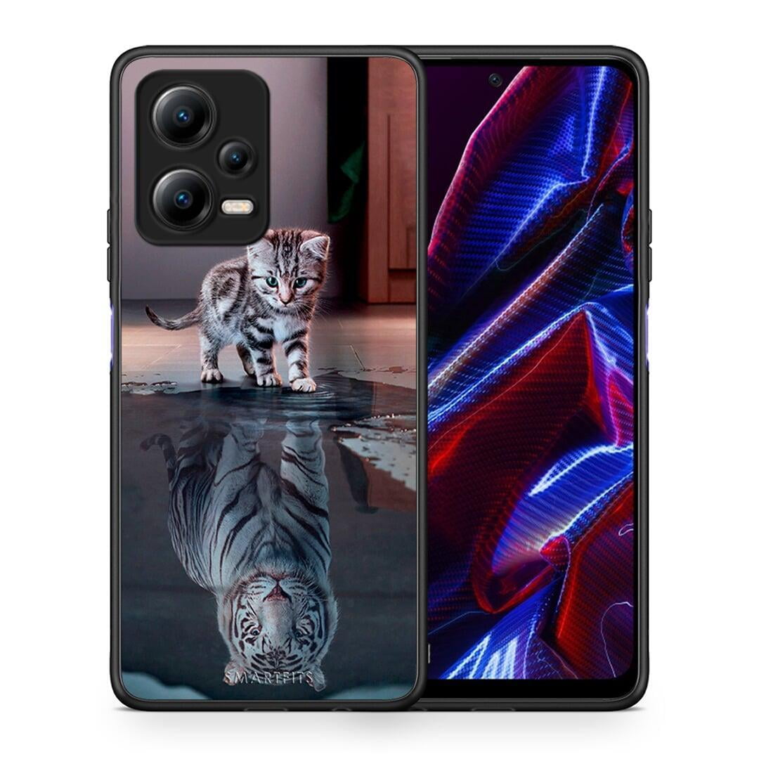 Θήκη Xiaomi Redmi Note 12 5G Cute Tiger από τη Smartfits με σχέδιο στο πίσω μέρος και μαύρο περίβλημα | Xiaomi Redmi Note 12 5G Cute Tiger Case with Colorful Back and Black Bezels