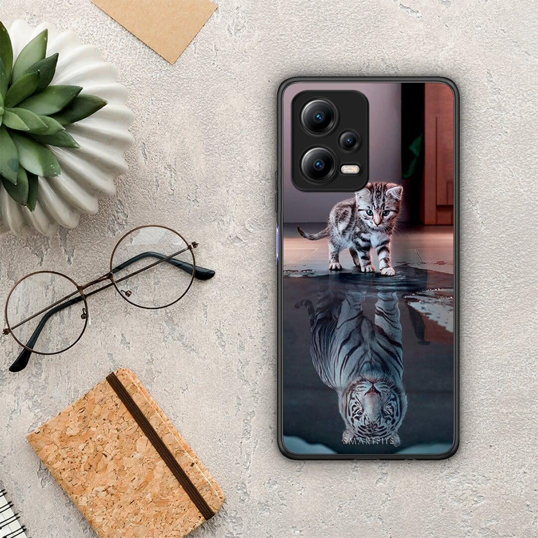 Θήκη Xiaomi Redmi Note 12 5G Cute Tiger από τη Smartfits με σχέδιο στο πίσω μέρος και μαύρο περίβλημα | Xiaomi Redmi Note 12 5G Cute Tiger Case with Colorful Back and Black Bezels