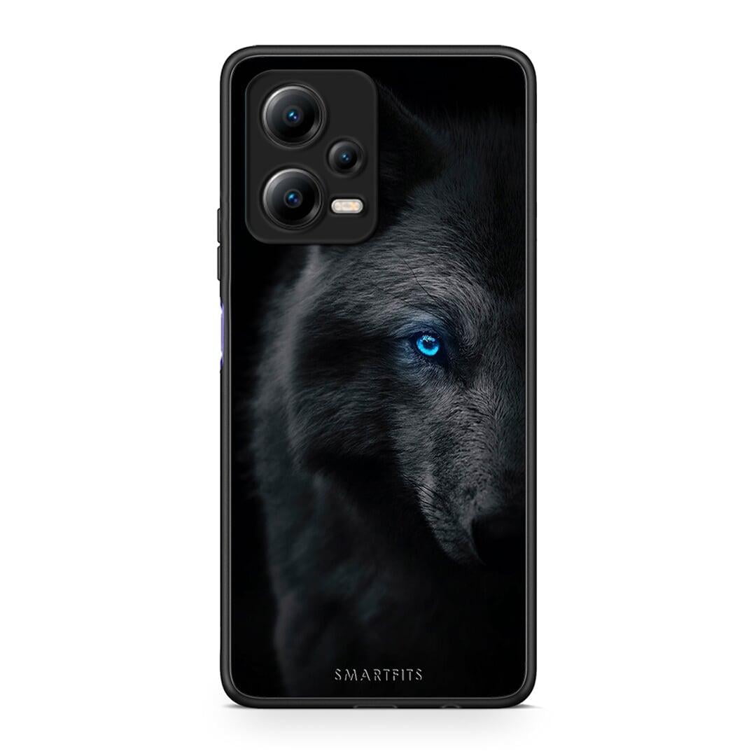 Θήκη Xiaomi Redmi Note 12 5G Dark Wolf από τη Smartfits με σχέδιο στο πίσω μέρος και μαύρο περίβλημα | Xiaomi Redmi Note 12 5G Dark Wolf Case with Colorful Back and Black Bezels