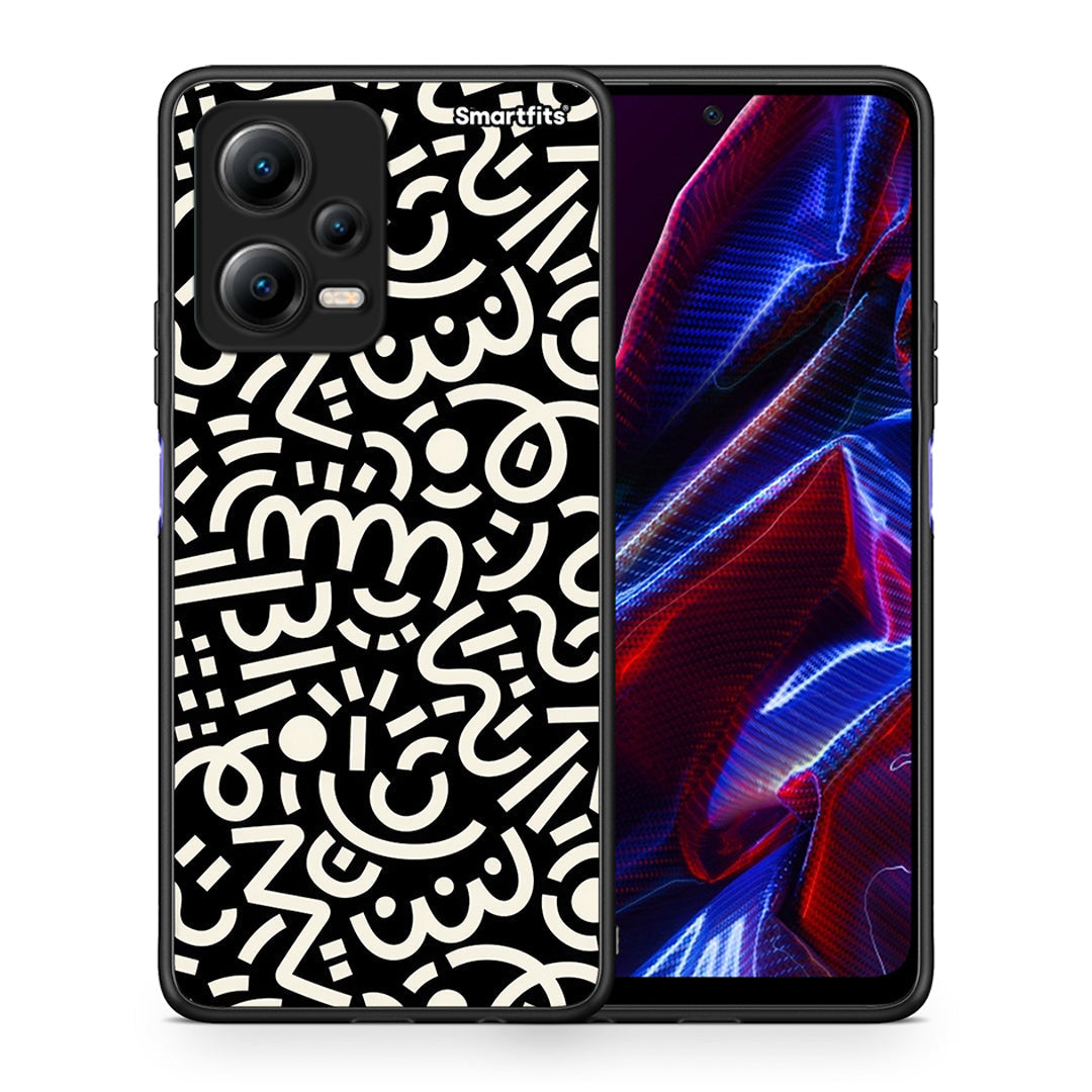 Θήκη Xiaomi Redmi Note 12 5G Doodle Art από τη Smartfits με σχέδιο στο πίσω μέρος και μαύρο περίβλημα | Xiaomi Redmi Note 12 5G Doodle Art Case with Colorful Back and Black Bezels