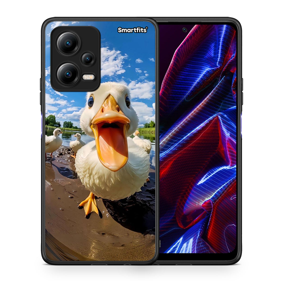 Θήκη Xiaomi Redmi Note 12 5G Duck Face από τη Smartfits με σχέδιο στο πίσω μέρος και μαύρο περίβλημα | Xiaomi Redmi Note 12 5G Duck Face Case with Colorful Back and Black Bezels