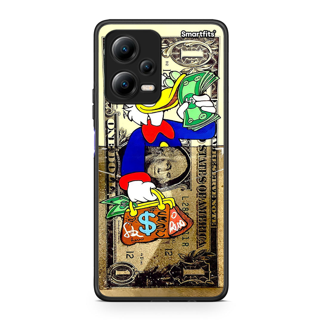 Θήκη Xiaomi Redmi Note 12 5G Duck Money από τη Smartfits με σχέδιο στο πίσω μέρος και μαύρο περίβλημα | Xiaomi Redmi Note 12 5G Duck Money Case with Colorful Back and Black Bezels