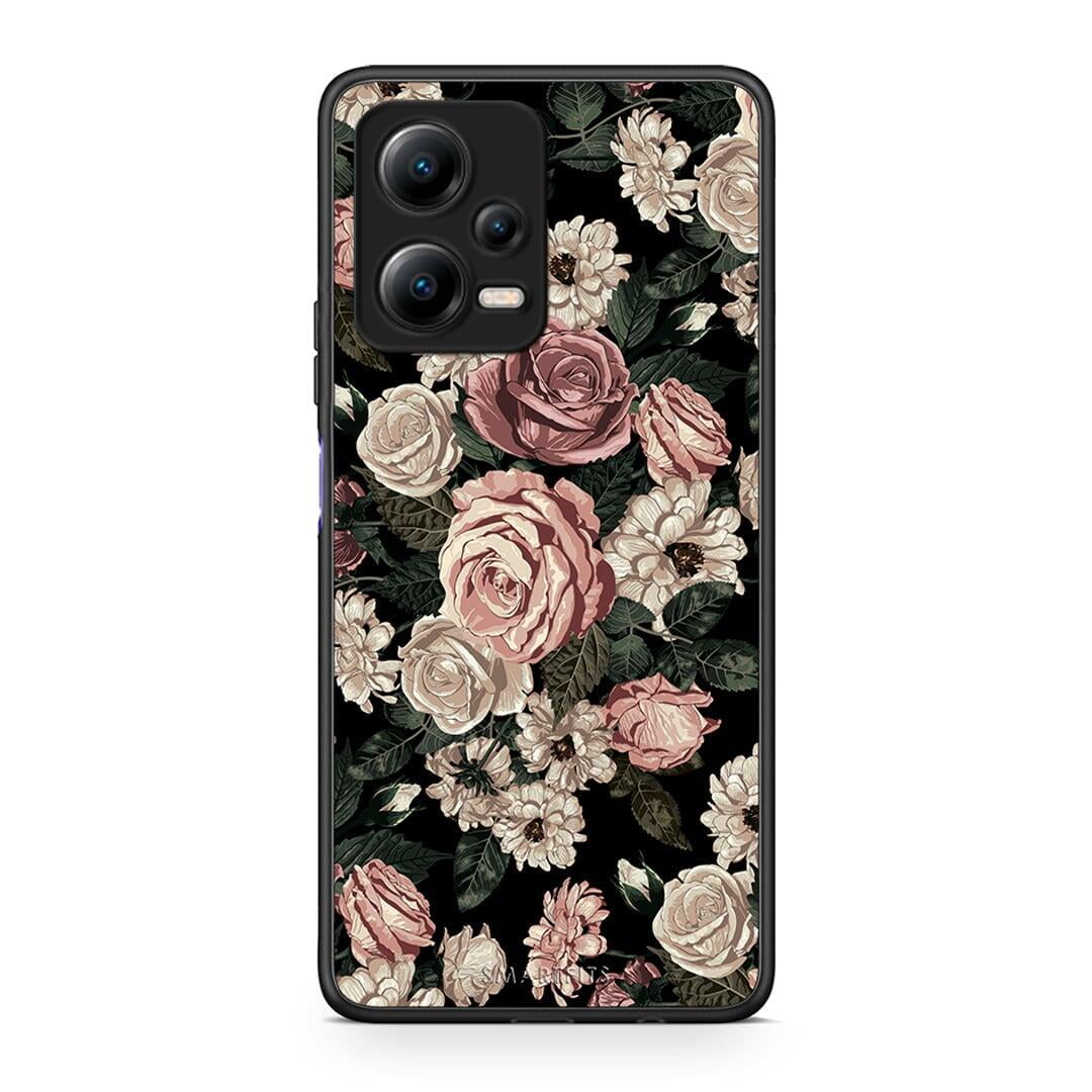 Θήκη Xiaomi Redmi Note 12 5G Flower Wild Roses από τη Smartfits με σχέδιο στο πίσω μέρος και μαύρο περίβλημα | Xiaomi Redmi Note 12 5G Flower Wild Roses Case with Colorful Back and Black Bezels