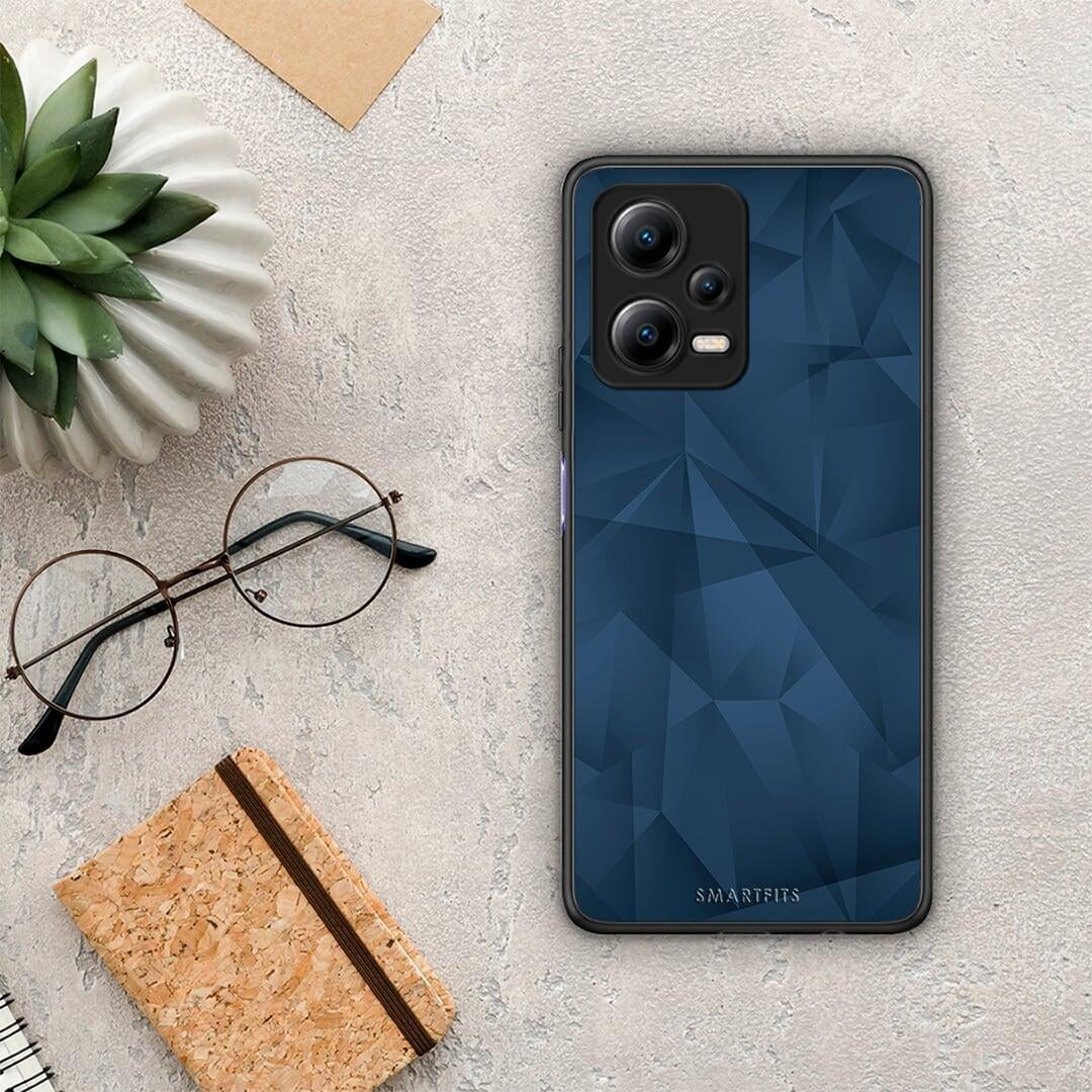 Θήκη Xiaomi Redmi Note 12 5G Geometric Blue Abstract από τη Smartfits με σχέδιο στο πίσω μέρος και μαύρο περίβλημα | Xiaomi Redmi Note 12 5G Geometric Blue Abstract Case with Colorful Back and Black Bezels