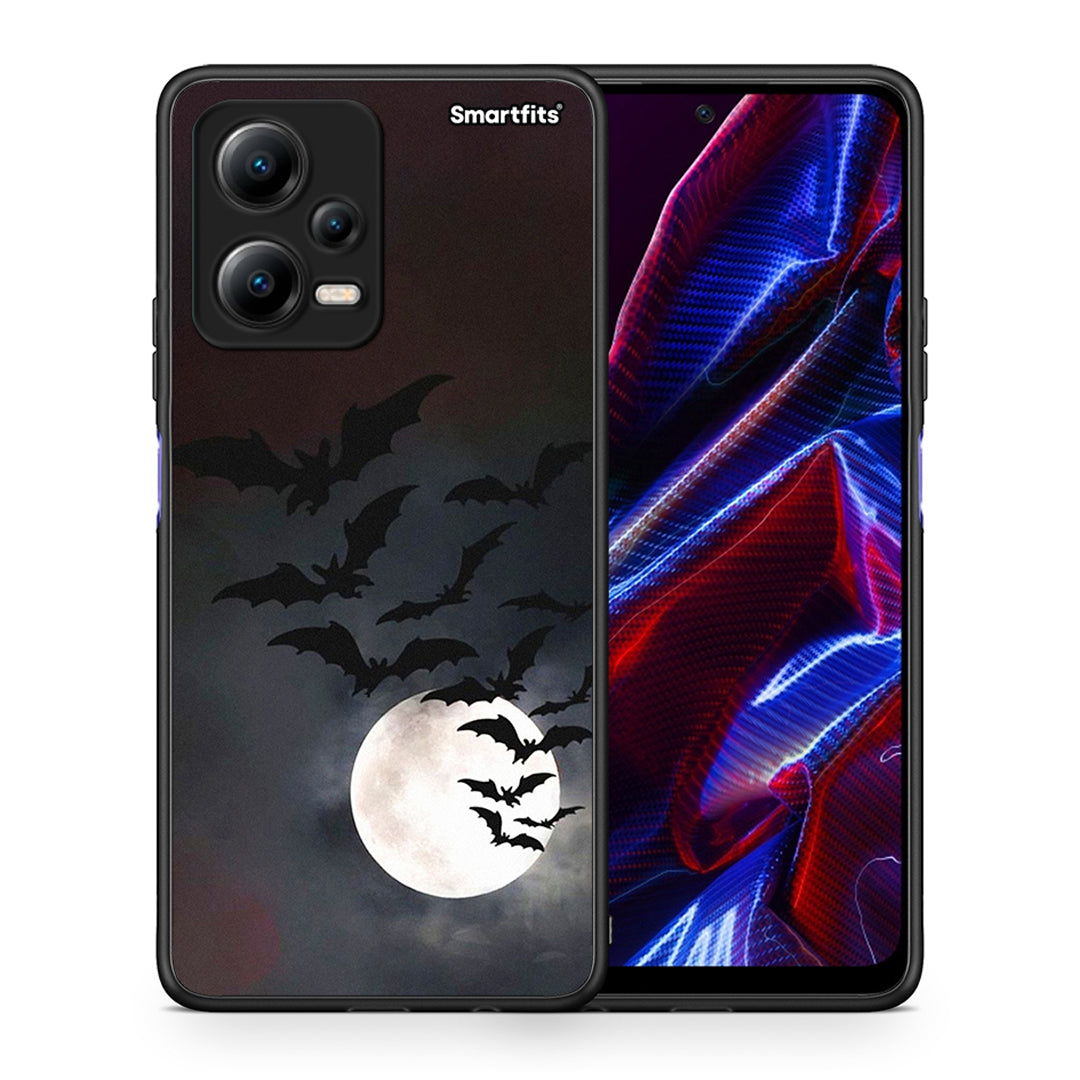 Θήκη Xiaomi Redmi Note 12 5G Halloween Bat Night από τη Smartfits με σχέδιο στο πίσω μέρος και μαύρο περίβλημα | Xiaomi Redmi Note 12 5G Halloween Bat Night Case with Colorful Back and Black Bezels
