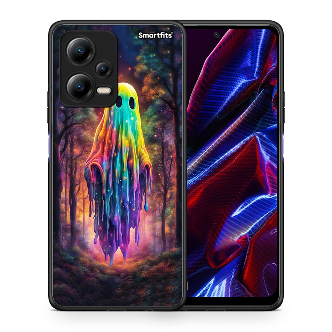 Θήκη Xiaomi Poco X5 5G Dual Halloween Ghost από τη Smartfits με σχέδιο στο πίσω μέρος και μαύρο περίβλημα | Xiaomi Poco X5 5G Dual Halloween Ghost Case with Colorful Back and Black Bezels