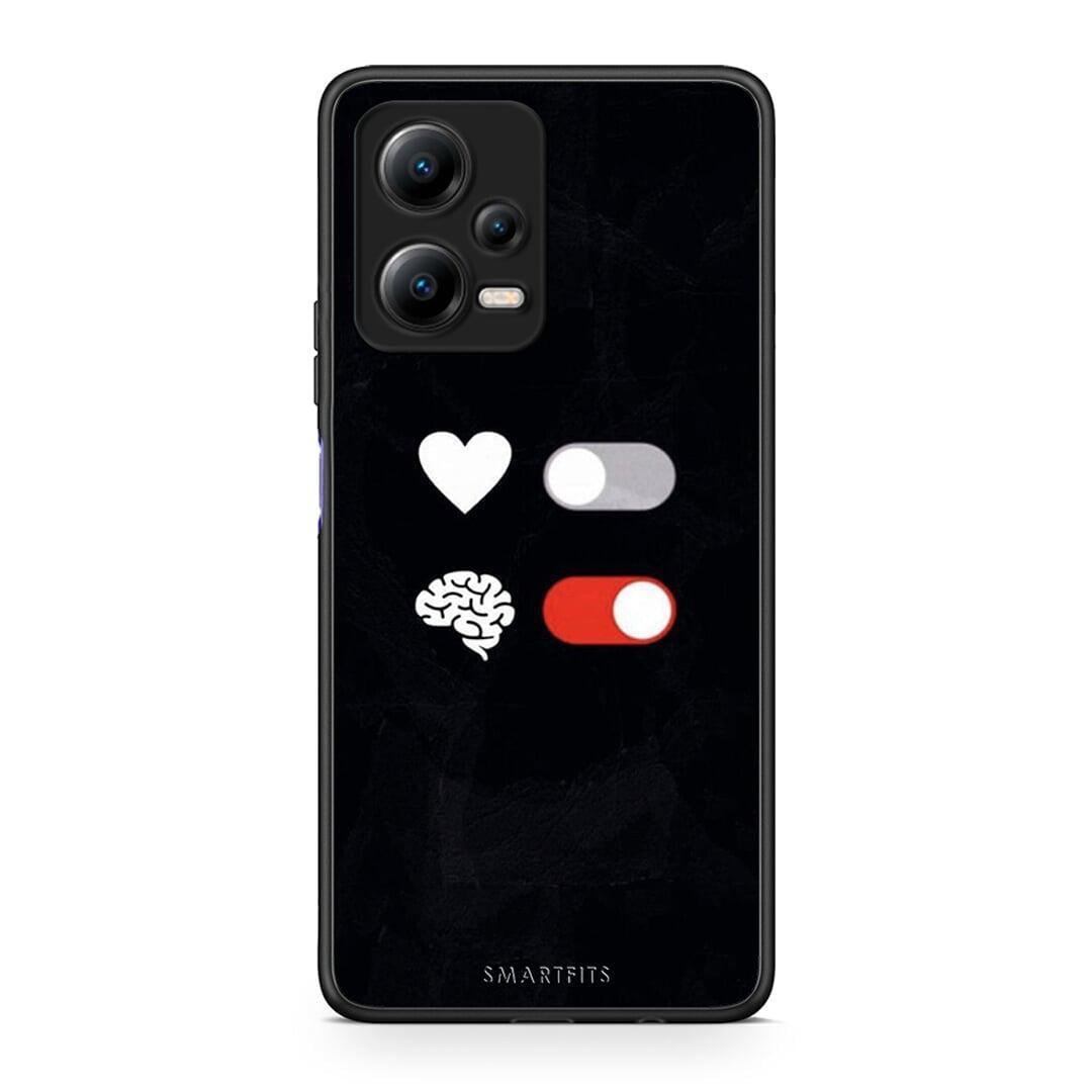 Θήκη Xiaomi Redmi Note 12 5G Heart Vs Brain από τη Smartfits με σχέδιο στο πίσω μέρος και μαύρο περίβλημα | Xiaomi Redmi Note 12 5G Heart Vs Brain Case with Colorful Back and Black Bezels