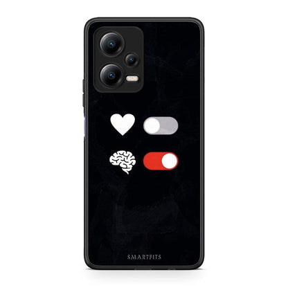 Θήκη Xiaomi Redmi Note 12 5G Heart Vs Brain από τη Smartfits με σχέδιο στο πίσω μέρος και μαύρο περίβλημα | Xiaomi Redmi Note 12 5G Heart Vs Brain Case with Colorful Back and Black Bezels