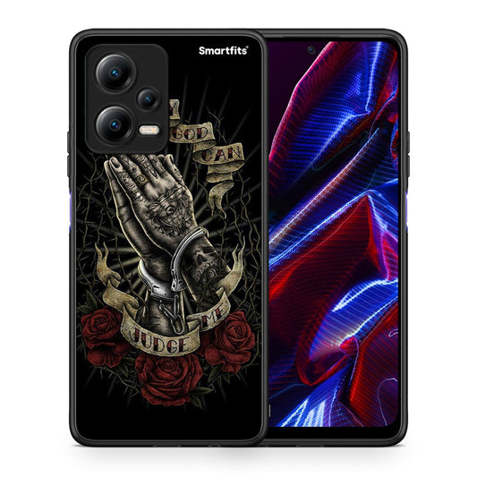 Θήκη Xiaomi Redmi Note 12 5G Judge By God από τη Smartfits με σχέδιο στο πίσω μέρος και μαύρο περίβλημα | Xiaomi Redmi Note 12 5G Judge By God Case with Colorful Back and Black Bezels