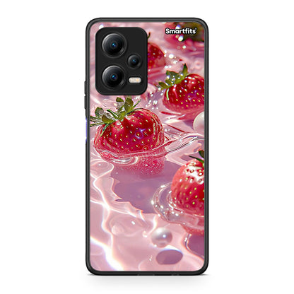 Θήκη Xiaomi Poco X5 5G Dual Juicy Strawberries από τη Smartfits με σχέδιο στο πίσω μέρος και μαύρο περίβλημα | Xiaomi Poco X5 5G Dual Juicy Strawberries Case with Colorful Back and Black Bezels