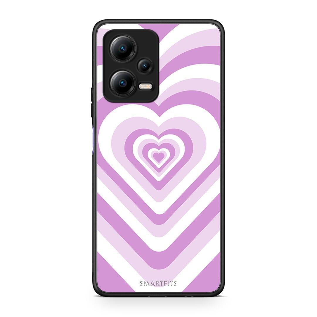 Θήκη Xiaomi Redmi Note 12 5G Lilac Hearts από τη Smartfits με σχέδιο στο πίσω μέρος και μαύρο περίβλημα | Xiaomi Redmi Note 12 5G Lilac Hearts Case with Colorful Back and Black Bezels