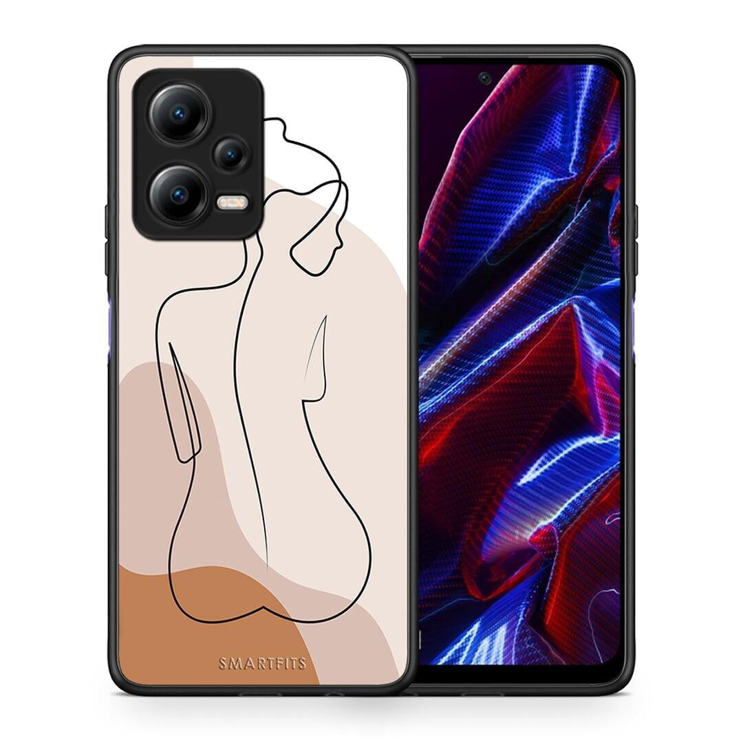 Θήκη Xiaomi Redmi Note 12 5G LineArt Woman από τη Smartfits με σχέδιο στο πίσω μέρος και μαύρο περίβλημα | Xiaomi Redmi Note 12 5G LineArt Woman Case with Colorful Back and Black Bezels