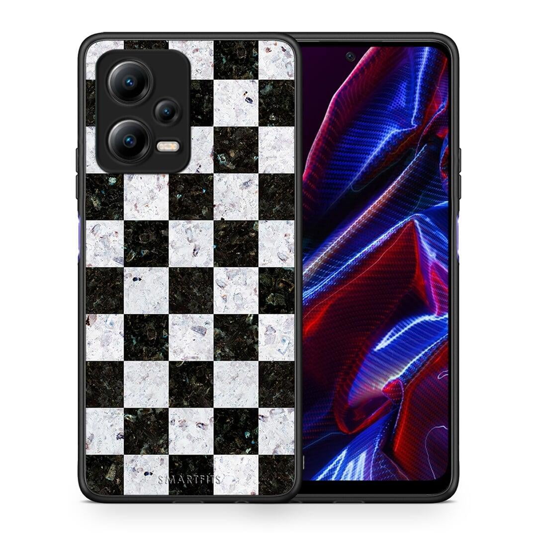 Θήκη Xiaomi Redmi Note 12 5G Marble Square Geometric από τη Smartfits με σχέδιο στο πίσω μέρος και μαύρο περίβλημα | Xiaomi Redmi Note 12 5G Marble Square Geometric Case with Colorful Back and Black Bezels