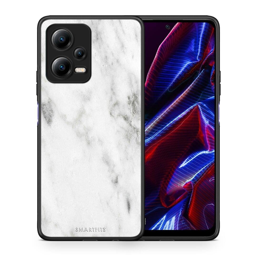 Θήκη Xiaomi Redmi Note 12 5G Marble White από τη Smartfits με σχέδιο στο πίσω μέρος και μαύρο περίβλημα | Xiaomi Redmi Note 12 5G Marble White Case with Colorful Back and Black Bezels