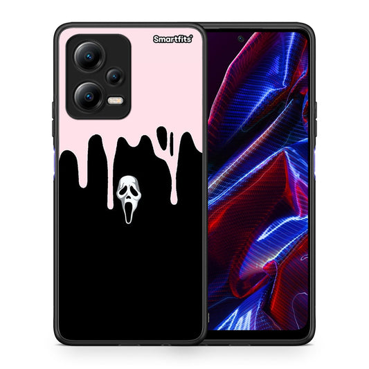Θήκη Xiaomi Redmi Note 12 5G Melting Halloween Mask από τη Smartfits με σχέδιο στο πίσω μέρος και μαύρο περίβλημα | Xiaomi Redmi Note 12 5G Melting Halloween Mask Case with Colorful Back and Black Bezels