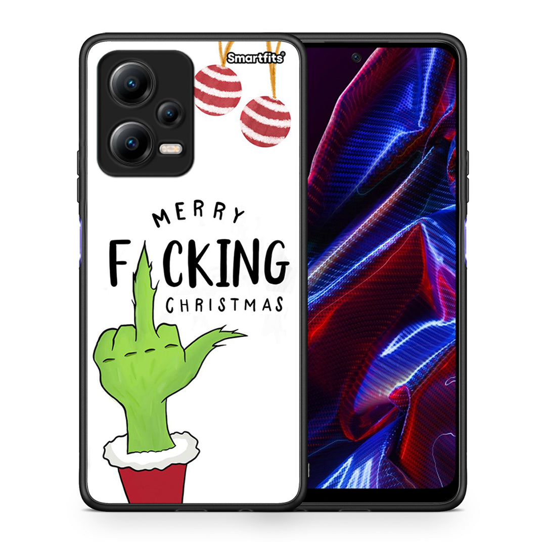 Θήκη Xiaomi Redmi Note 12 5G Merry F Xmas από τη Smartfits με σχέδιο στο πίσω μέρος και μαύρο περίβλημα | Xiaomi Redmi Note 12 5G Merry F Xmas Case with Colorful Back and Black Bezels