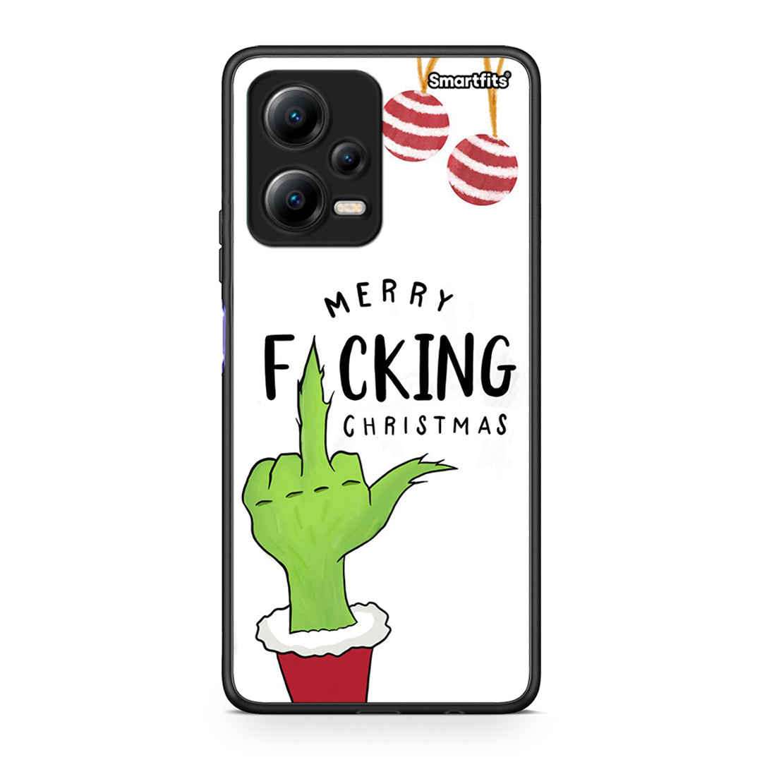 Θήκη Xiaomi Redmi Note 12 5G Merry F Xmas από τη Smartfits με σχέδιο στο πίσω μέρος και μαύρο περίβλημα | Xiaomi Redmi Note 12 5G Merry F Xmas Case with Colorful Back and Black Bezels