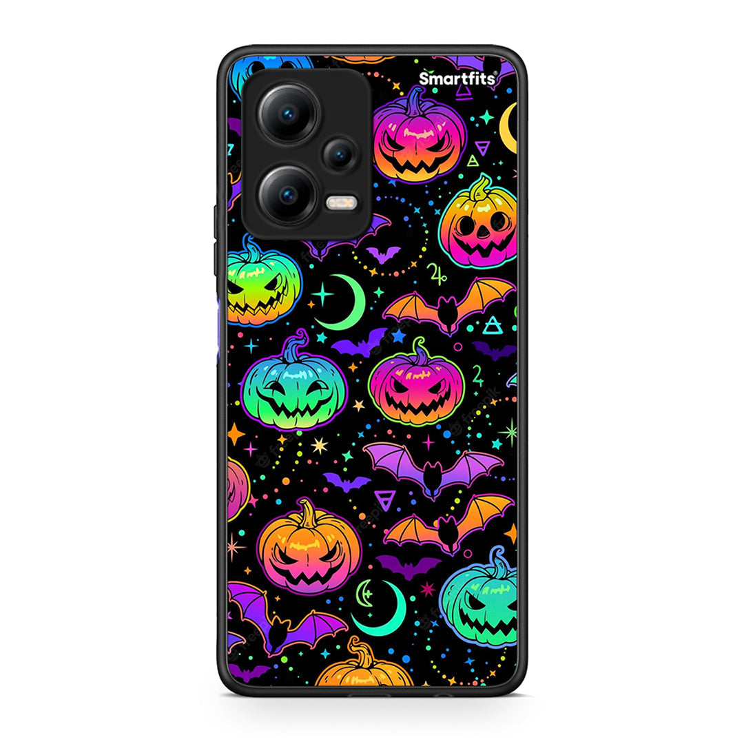 Θήκη Xiaomi Poco X5 5G Dual Neon Halloween από τη Smartfits με σχέδιο στο πίσω μέρος και μαύρο περίβλημα | Xiaomi Poco X5 5G Dual Neon Halloween Case with Colorful Back and Black Bezels