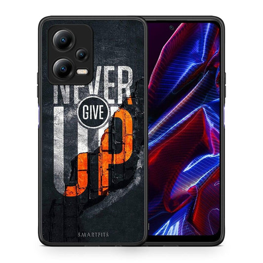 Θήκη Xiaomi Redmi Note 12 5G Never Give Up από τη Smartfits με σχέδιο στο πίσω μέρος και μαύρο περίβλημα | Xiaomi Redmi Note 12 5G Never Give Up Case with Colorful Back and Black Bezels