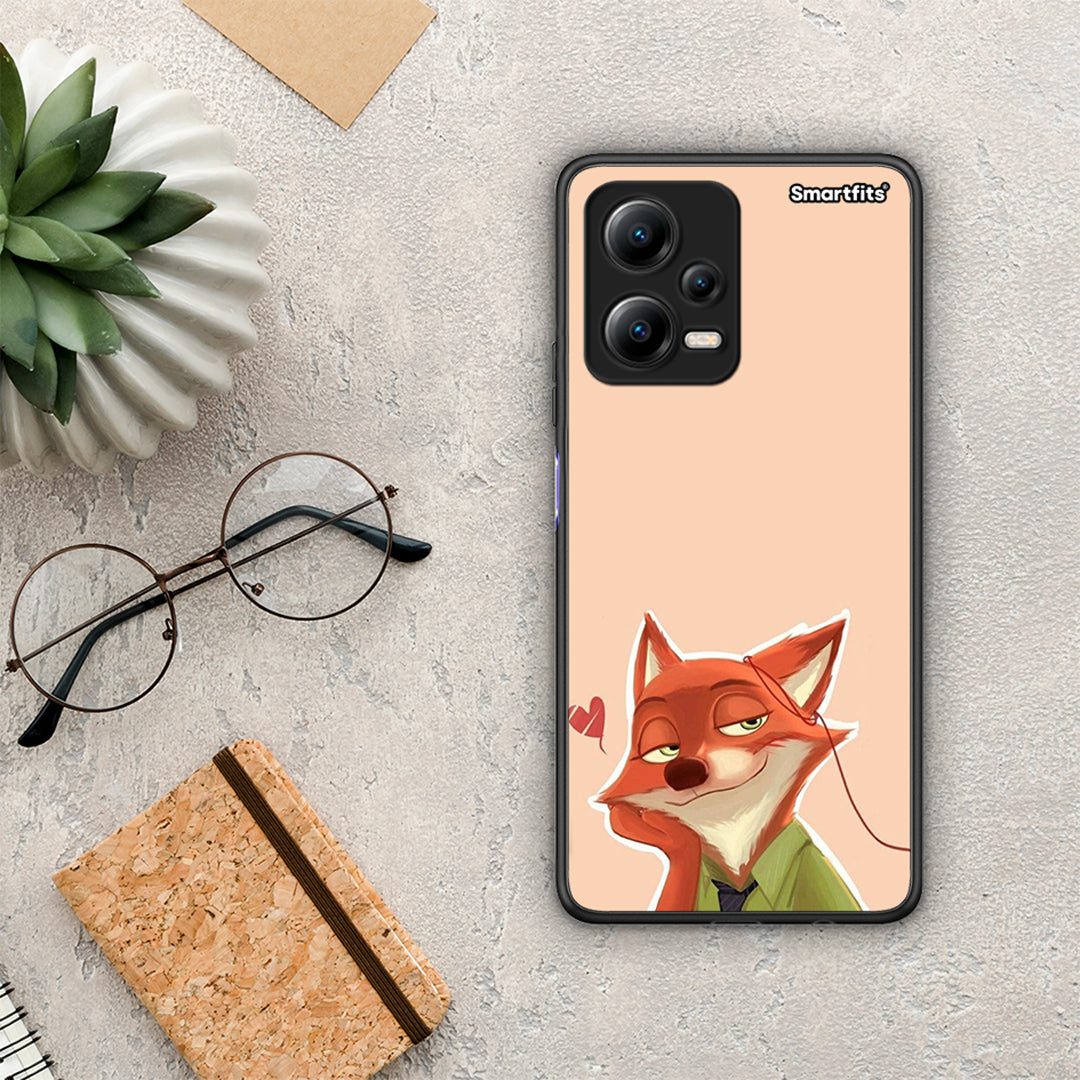 Θήκη Xiaomi Redmi Note 12 5G Nick Wilde And Judy Hopps Love 1 από τη Smartfits με σχέδιο στο πίσω μέρος και μαύρο περίβλημα | Xiaomi Redmi Note 12 5G Nick Wilde And Judy Hopps Love 1 Case with Colorful Back and Black Bezels