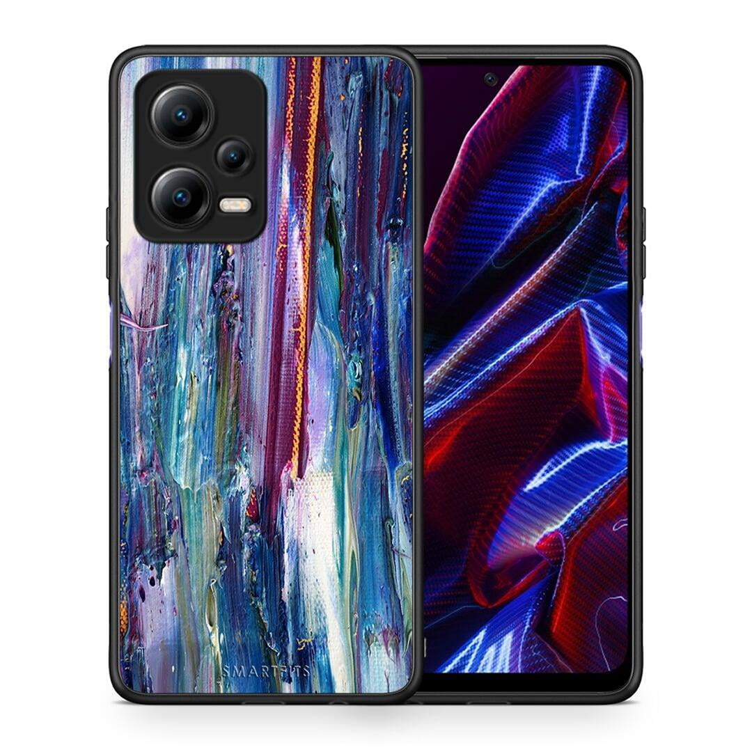 Θήκη Xiaomi Redmi Note 12 5G Paint Winter από τη Smartfits με σχέδιο στο πίσω μέρος και μαύρο περίβλημα | Xiaomi Redmi Note 12 5G Paint Winter Case with Colorful Back and Black Bezels