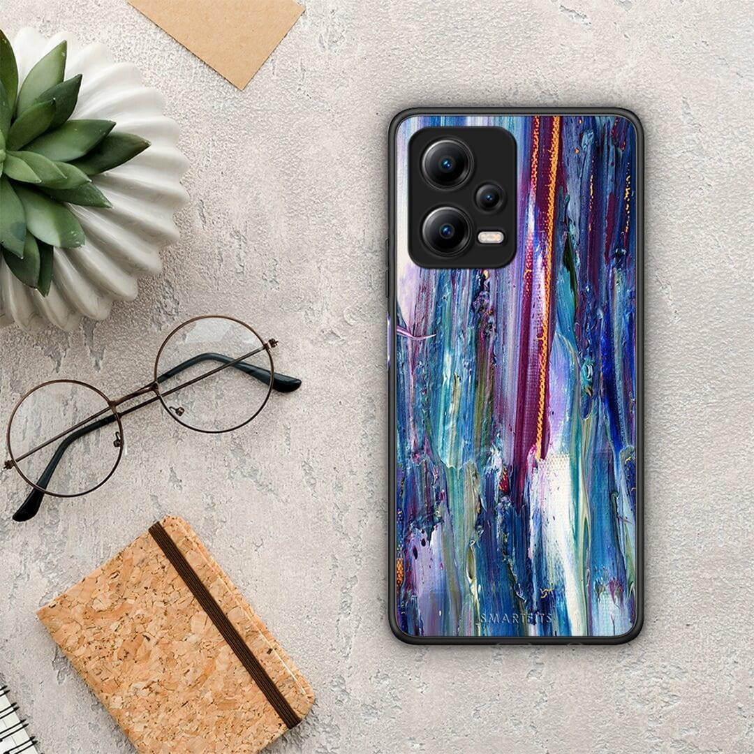 Θήκη Xiaomi Redmi Note 12 5G Paint Winter από τη Smartfits με σχέδιο στο πίσω μέρος και μαύρο περίβλημα | Xiaomi Redmi Note 12 5G Paint Winter Case with Colorful Back and Black Bezels