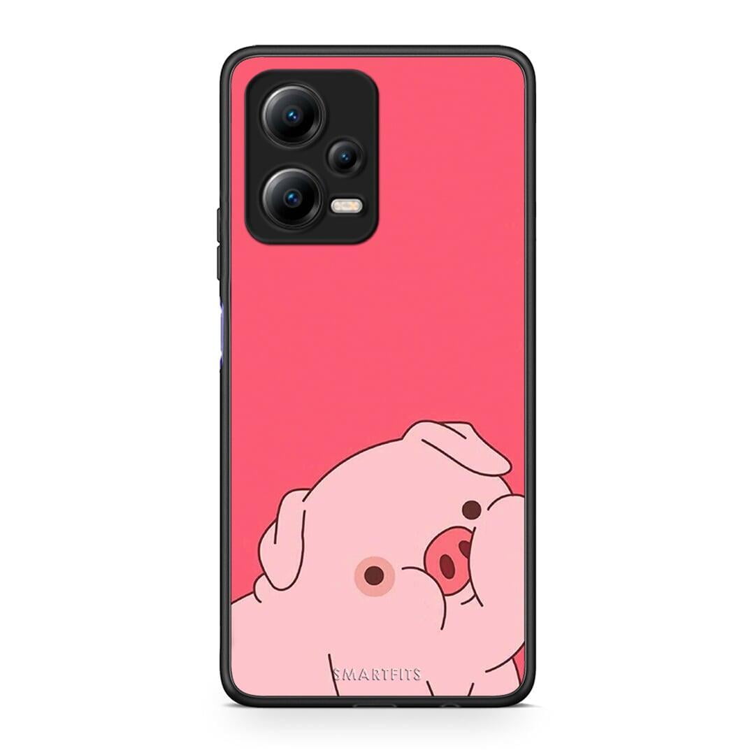 Θήκη Xiaomi Redmi Note 12 5G Pig Love 1 από τη Smartfits με σχέδιο στο πίσω μέρος και μαύρο περίβλημα | Xiaomi Redmi Note 12 5G Pig Love 1 Case with Colorful Back and Black Bezels