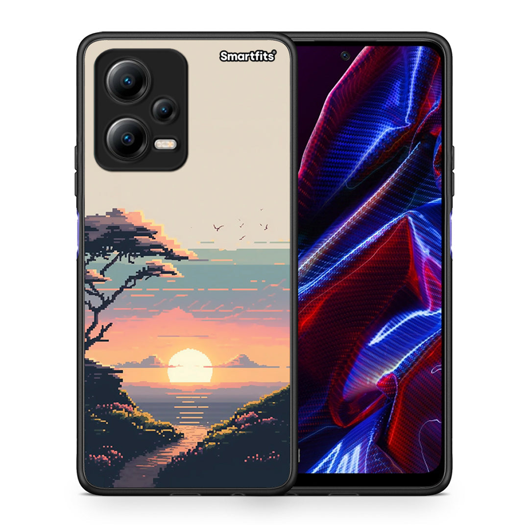 Θήκη Xiaomi Redmi Note 12 5G Pixel Sunset από τη Smartfits με σχέδιο στο πίσω μέρος και μαύρο περίβλημα | Xiaomi Redmi Note 12 5G Pixel Sunset Case with Colorful Back and Black Bezels