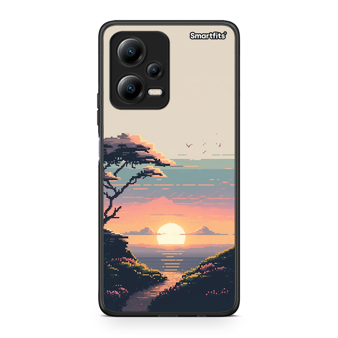 Θήκη Xiaomi Redmi Note 12 5G Pixel Sunset από τη Smartfits με σχέδιο στο πίσω μέρος και μαύρο περίβλημα | Xiaomi Redmi Note 12 5G Pixel Sunset Case with Colorful Back and Black Bezels