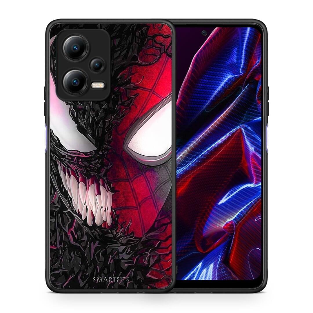 Θήκη Xiaomi Redmi Note 12 5G PopArt SpiderVenom από τη Smartfits με σχέδιο στο πίσω μέρος και μαύρο περίβλημα | Xiaomi Redmi Note 12 5G PopArt SpiderVenom Case with Colorful Back and Black Bezels