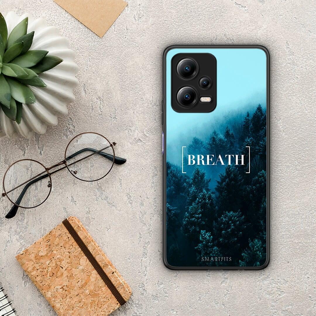 Θήκη Xiaomi Redmi Note 12 5G Quote Breath από τη Smartfits με σχέδιο στο πίσω μέρος και μαύρο περίβλημα | Xiaomi Redmi Note 12 5G Quote Breath Case with Colorful Back and Black Bezels