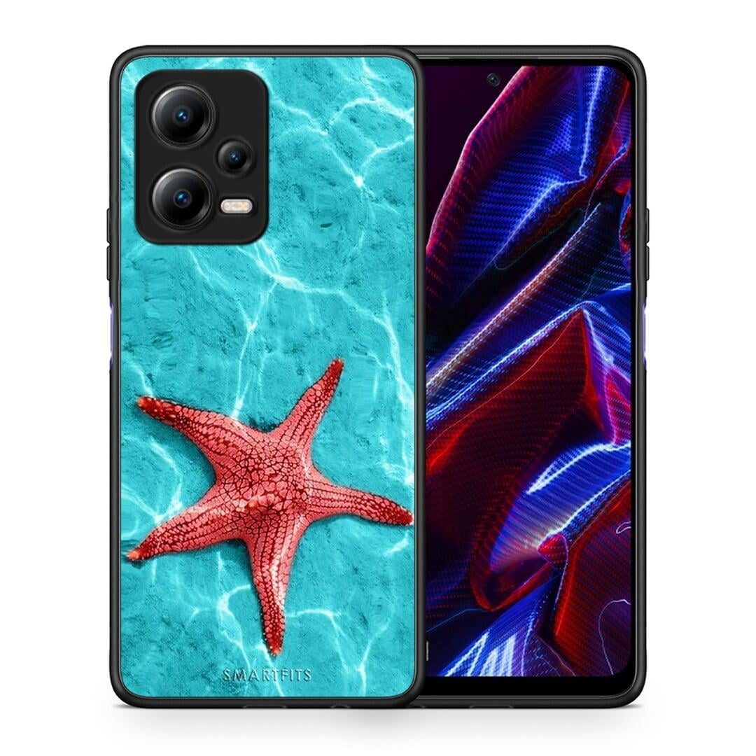 Θήκη Xiaomi Redmi Note 12 5G Red Starfish από τη Smartfits με σχέδιο στο πίσω μέρος και μαύρο περίβλημα | Xiaomi Redmi Note 12 5G Red Starfish Case with Colorful Back and Black Bezels