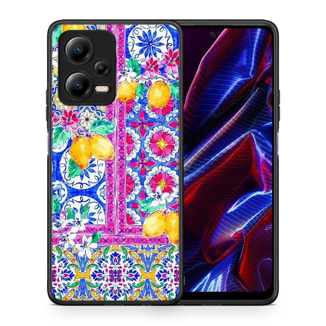 Θήκη Xiaomi Redmi Note 12 5G Retro Spring από τη Smartfits με σχέδιο στο πίσω μέρος και μαύρο περίβλημα | Xiaomi Redmi Note 12 5G Retro Spring Case with Colorful Back and Black Bezels