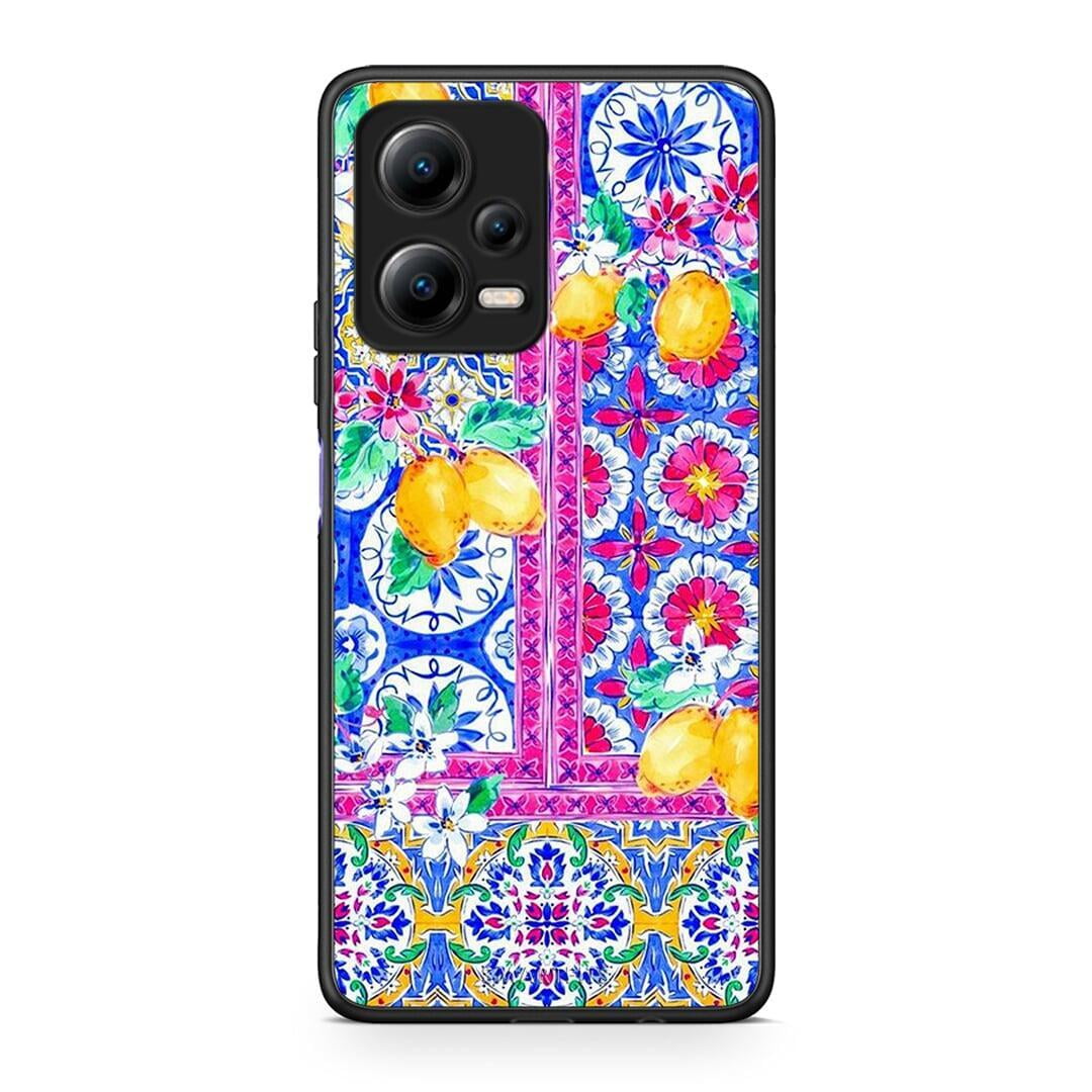 Θήκη Xiaomi Redmi Note 12 5G Retro Spring από τη Smartfits με σχέδιο στο πίσω μέρος και μαύρο περίβλημα | Xiaomi Redmi Note 12 5G Retro Spring Case with Colorful Back and Black Bezels