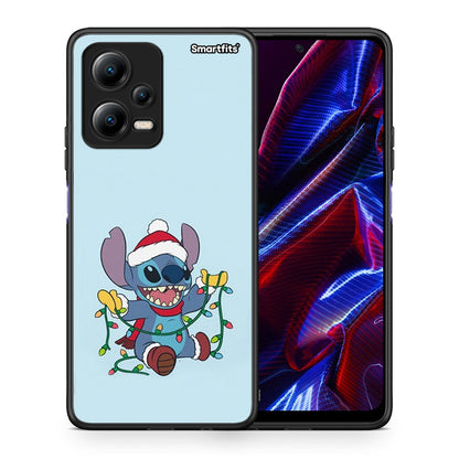 Θήκη Xiaomi Redmi Note 12 5G Santa Stich από τη Smartfits με σχέδιο στο πίσω μέρος και μαύρο περίβλημα | Xiaomi Redmi Note 12 5G Santa Stich Case with Colorful Back and Black Bezels