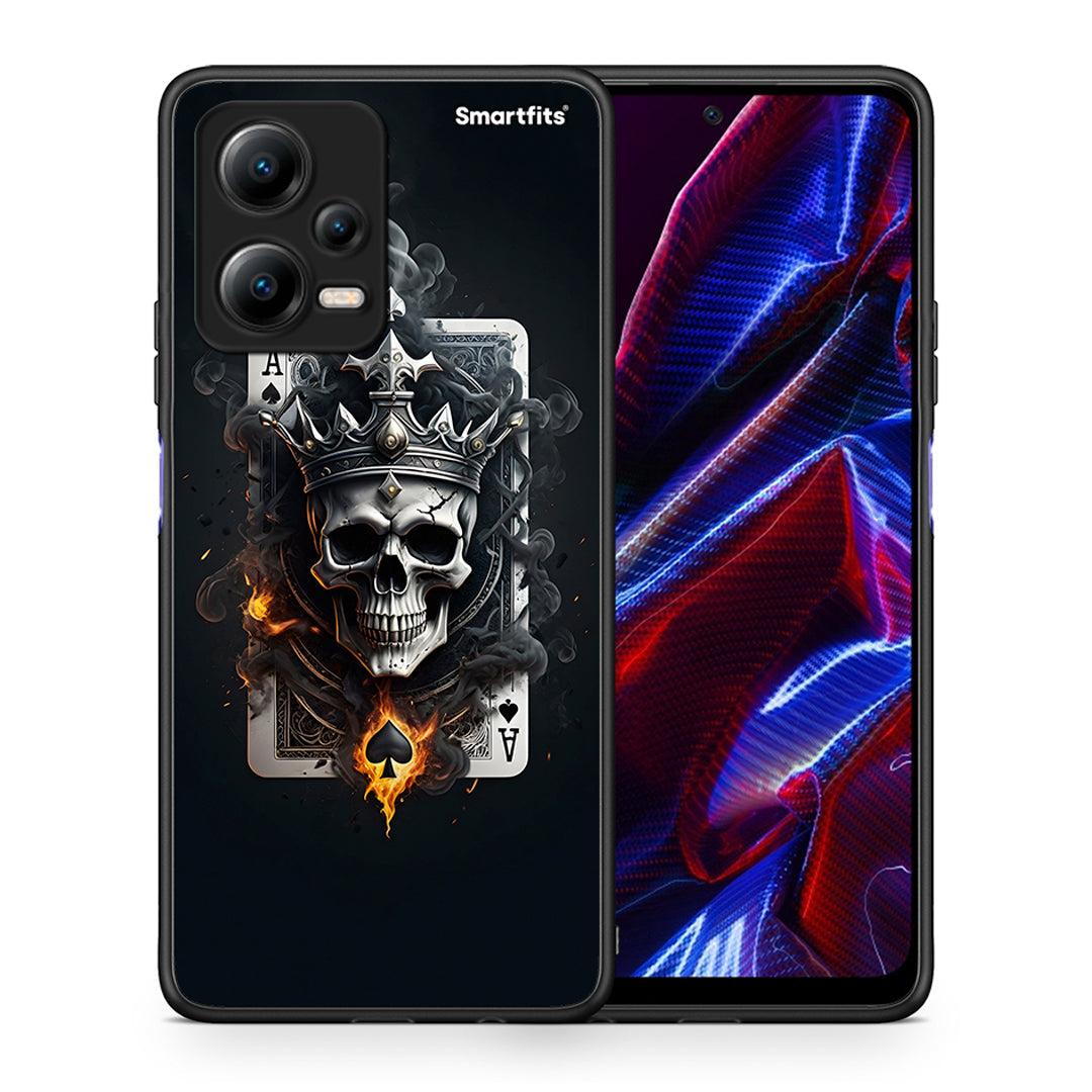 Θήκη Xiaomi Poco X5 5G Dual Skull King Ace από τη Smartfits με σχέδιο στο πίσω μέρος και μαύρο περίβλημα | Xiaomi Poco X5 5G Dual Skull King Ace Case with Colorful Back and Black Bezels