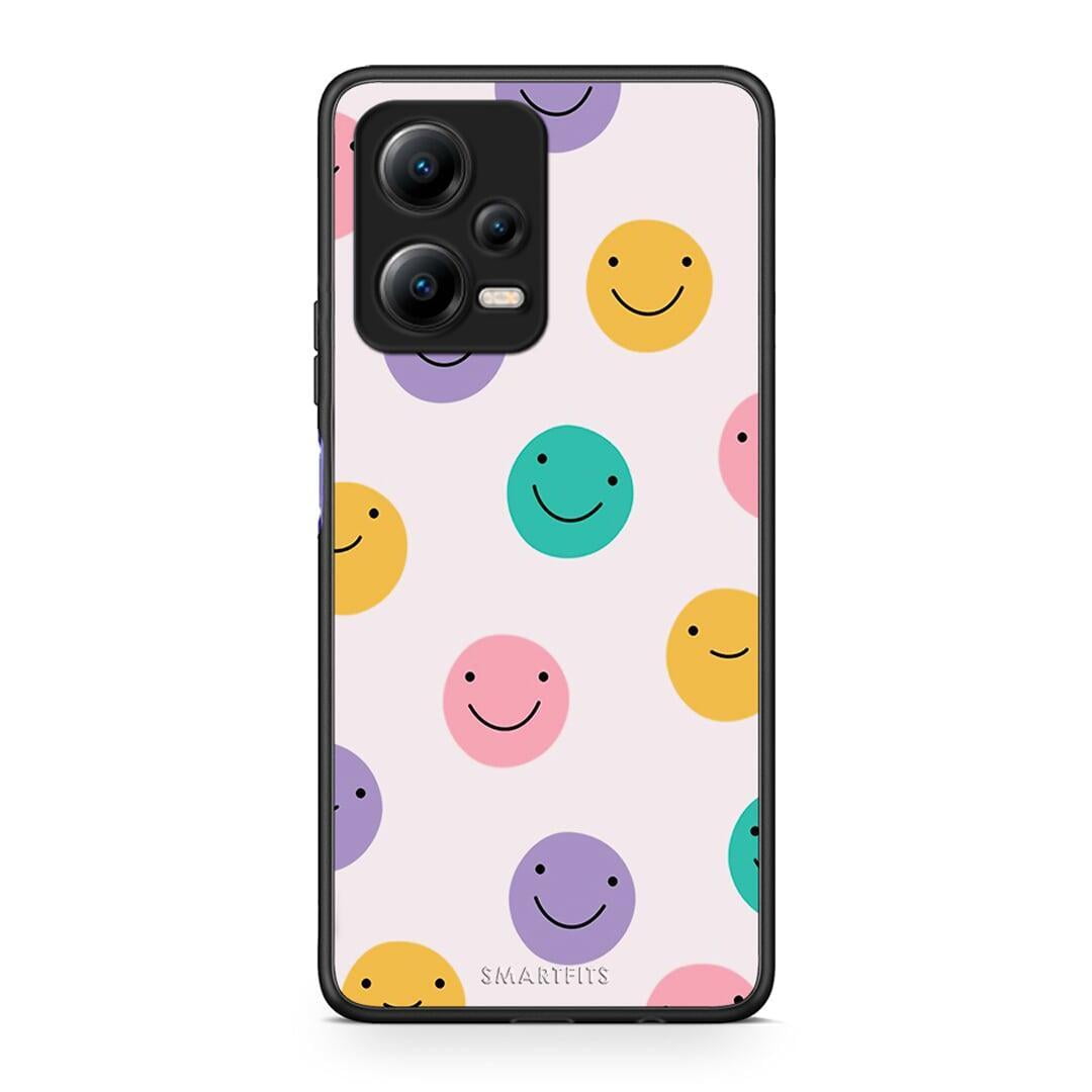 Θήκη Xiaomi Redmi Note 12 5G Smiley Faces από τη Smartfits με σχέδιο στο πίσω μέρος και μαύρο περίβλημα | Xiaomi Redmi Note 12 5G Smiley Faces Case with Colorful Back and Black Bezels