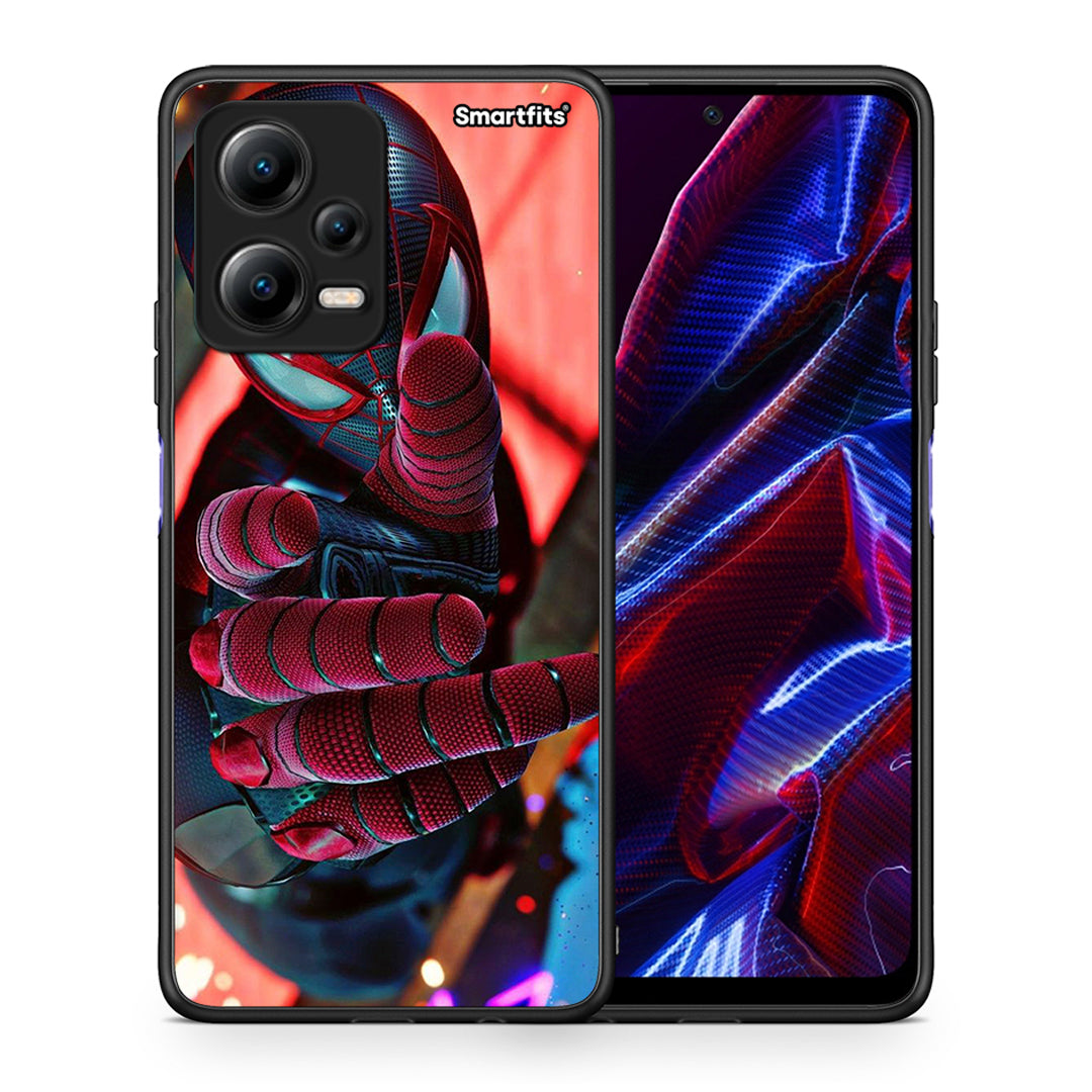 Θήκη Xiaomi Redmi Note 12 5G Spider Hand από τη Smartfits με σχέδιο στο πίσω μέρος και μαύρο περίβλημα | Xiaomi Redmi Note 12 5G Spider Hand Case with Colorful Back and Black Bezels