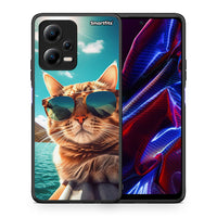 Thumbnail for Θήκη Xiaomi Poco X5 5G Dual Summer Cat από τη Smartfits με σχέδιο στο πίσω μέρος και μαύρο περίβλημα | Xiaomi Poco X5 5G Dual Summer Cat Case with Colorful Back and Black Bezels