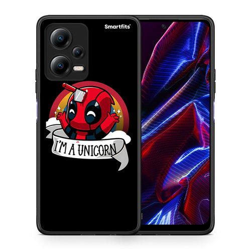 Θήκη Xiaomi Redmi Note 12 5G Unicorn Deadpool από τη Smartfits με σχέδιο στο πίσω μέρος και μαύρο περίβλημα | Xiaomi Redmi Note 12 5G Unicorn Deadpool Case with Colorful Back and Black Bezels