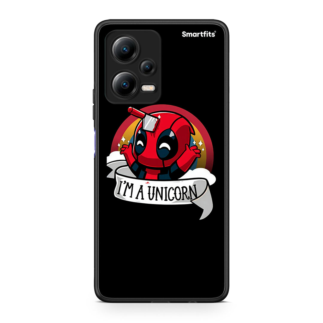 Θήκη Xiaomi Redmi Note 12 5G Unicorn Deadpool από τη Smartfits με σχέδιο στο πίσω μέρος και μαύρο περίβλημα | Xiaomi Redmi Note 12 5G Unicorn Deadpool Case with Colorful Back and Black Bezels